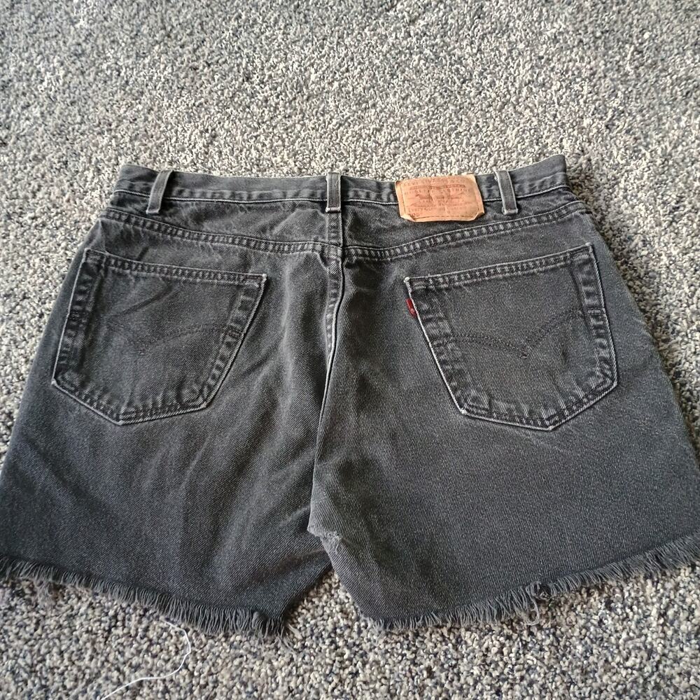 Levi's Vintage 90s Black Denim Cut Off Jean Shorts 34x4 Grunge Faded Distressed